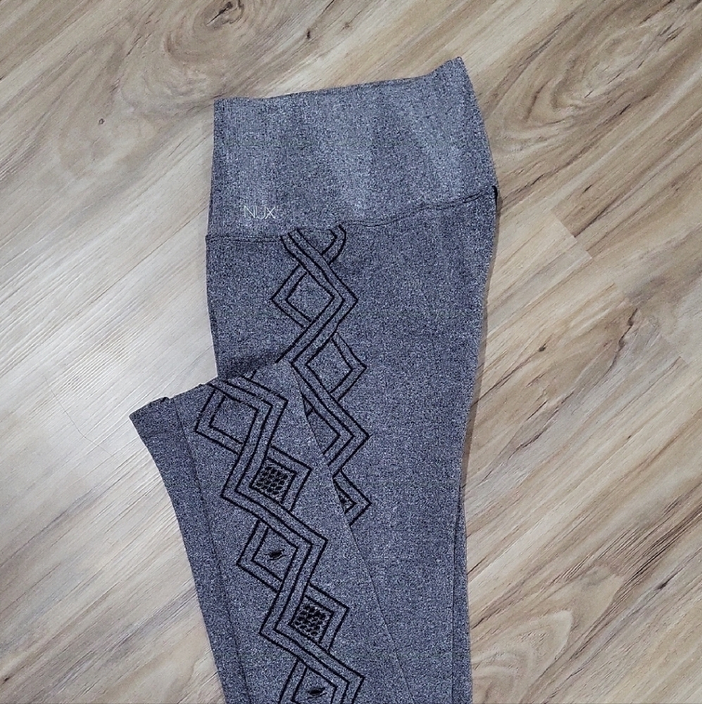NUX Charcoal High Waist LAZER CUT Leggings SMALL EUC